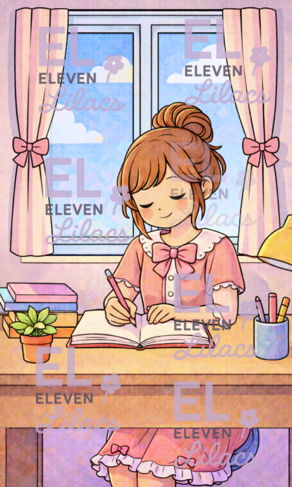 Home 12 Cozy Writing Girl Diamond Painting Kit