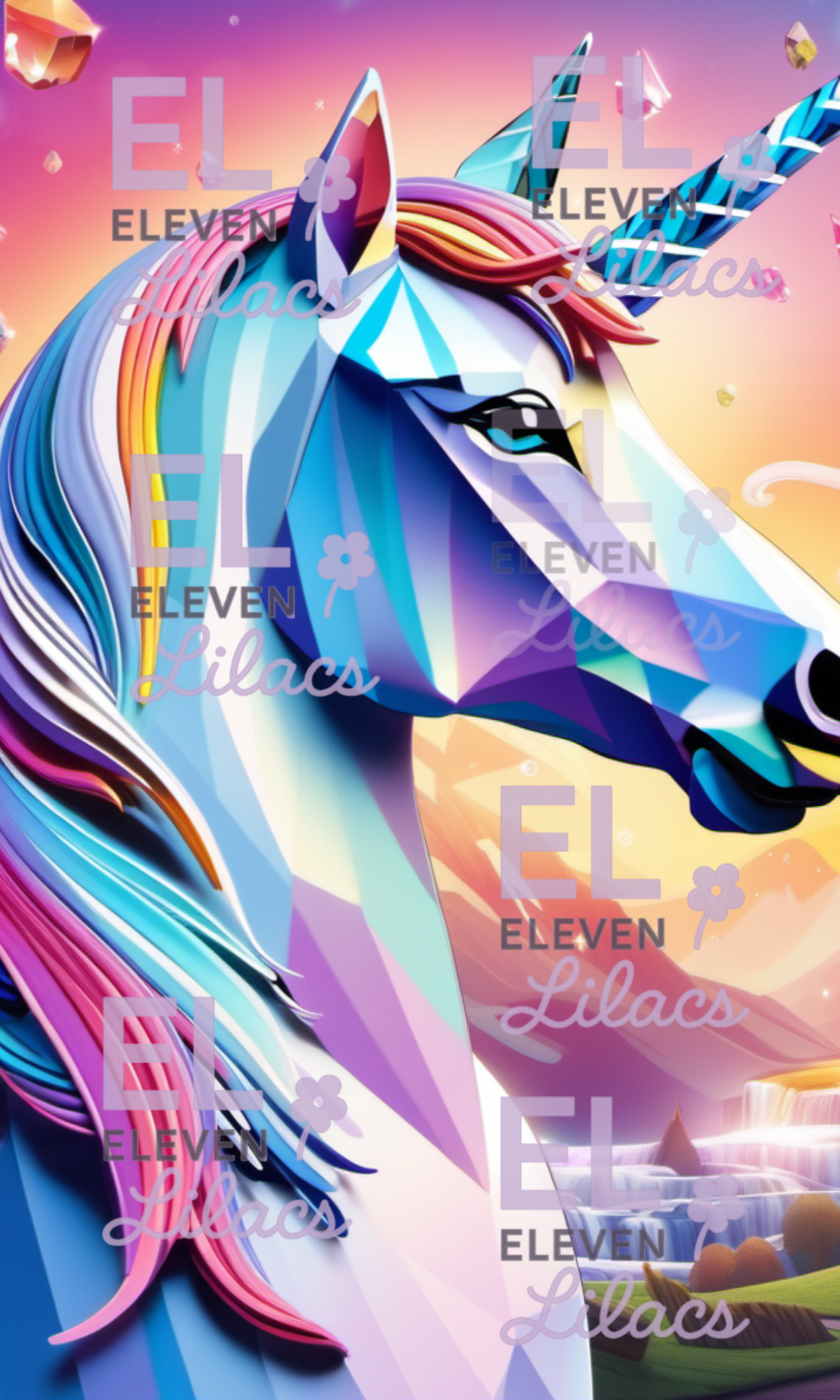 Crystal Unicorn Diamond Painting Kit, Geometric Prism Diamond Art, (30cm x 50cm, Round Drills) 1 Crystal Unicorn Diamond Painting Kit