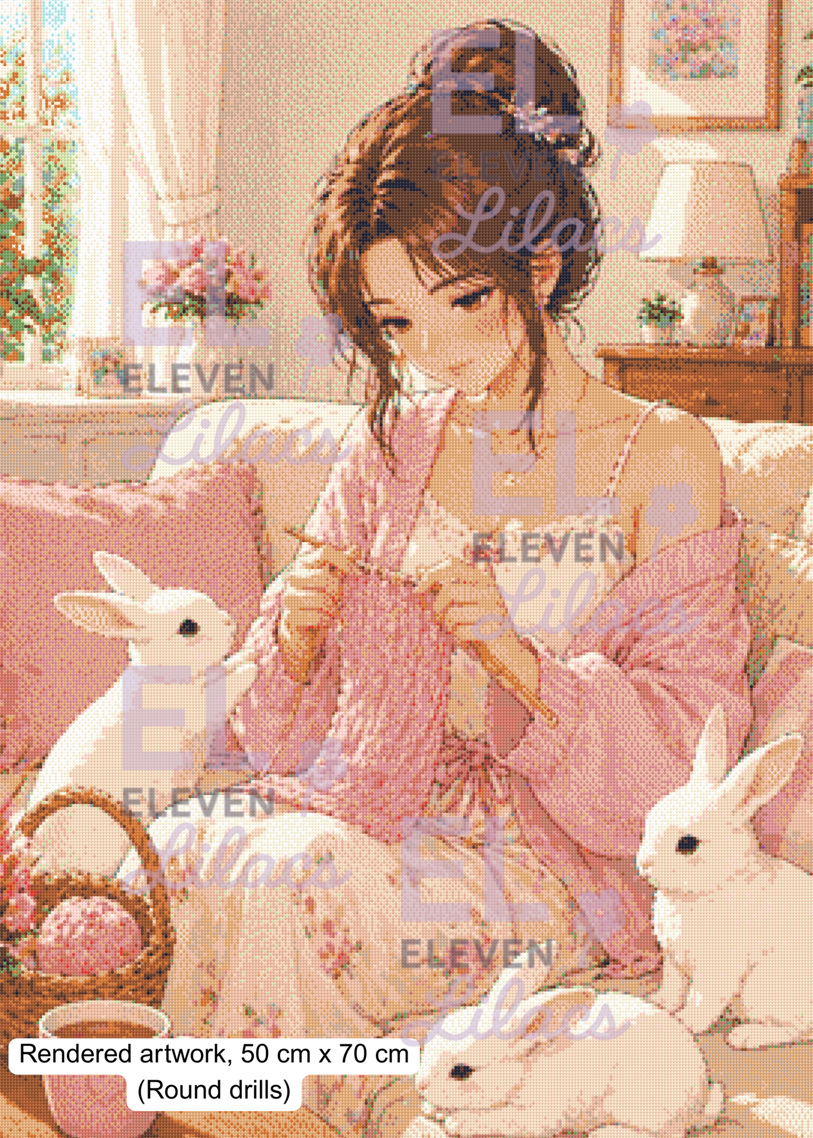 Elara's Cozy Knitting Day Diamond Painting Kit, Elara & Bunnies Art 3 Elara Cozy Knitting Day with Bunnies ro