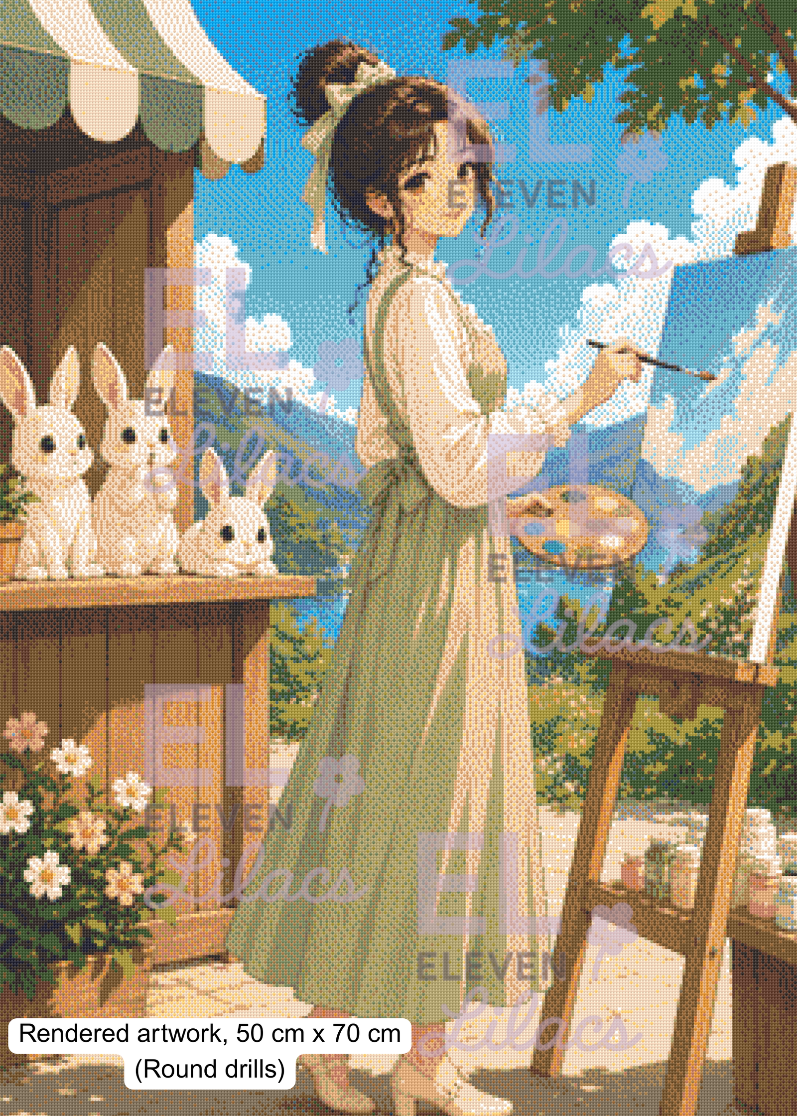 Elara Meadow Painter Diamond Painting Kit, Cottagecore, Bunnies, Nature DIY Diamond Art 3 Elara Meadow Painter ro