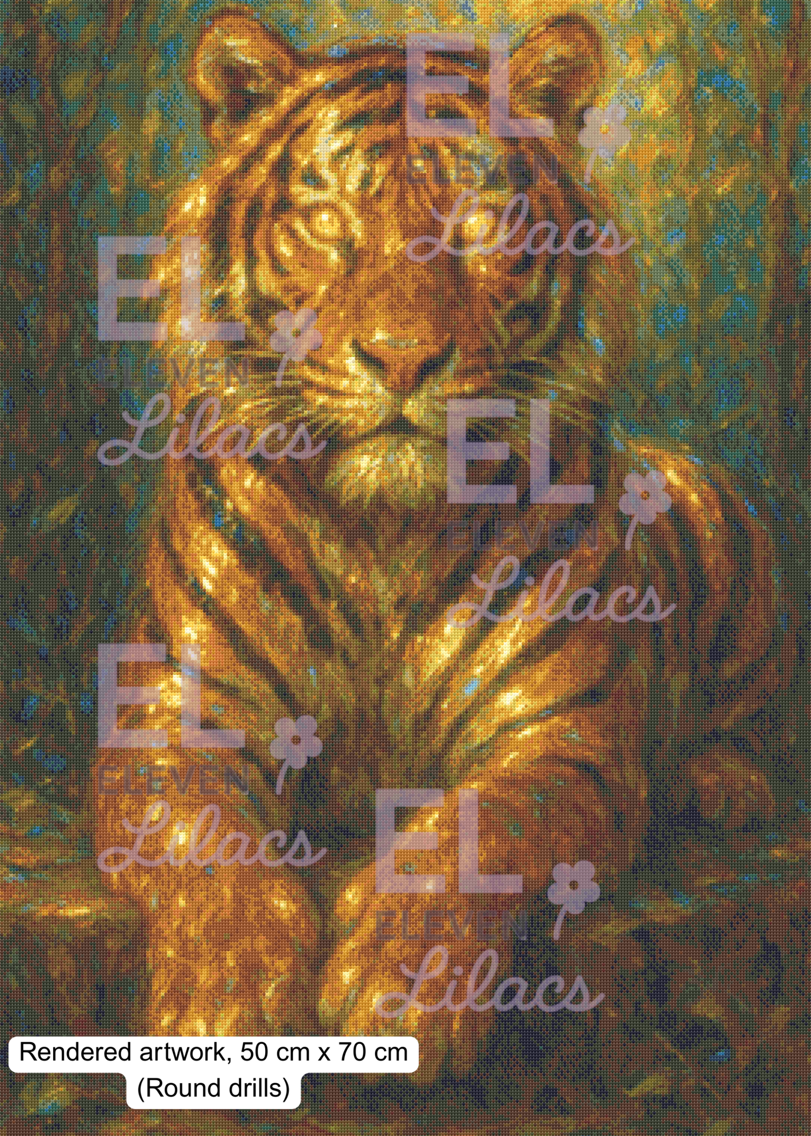 Golden Tiger Diamond Painting Kit, Majestic Wall Diamond Art 3 Golden Tiger Diamond Painting Kit round