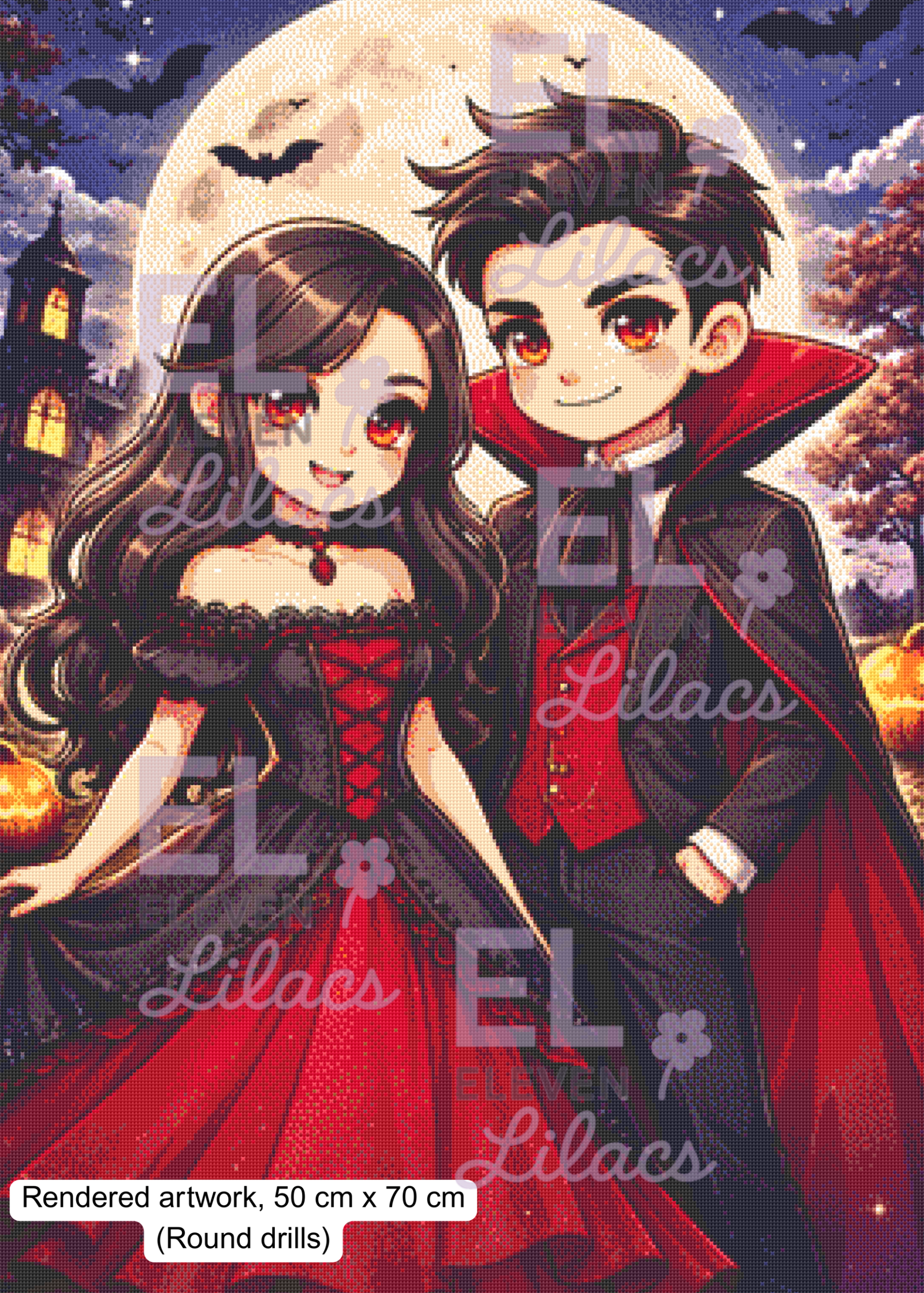 Vampire Couple Diamond Painting Kit, Gothic Romance Halloween Diamond Art 3 Vampire Couple Diamond Painting Kit, Gothic Romance Halloween Art round