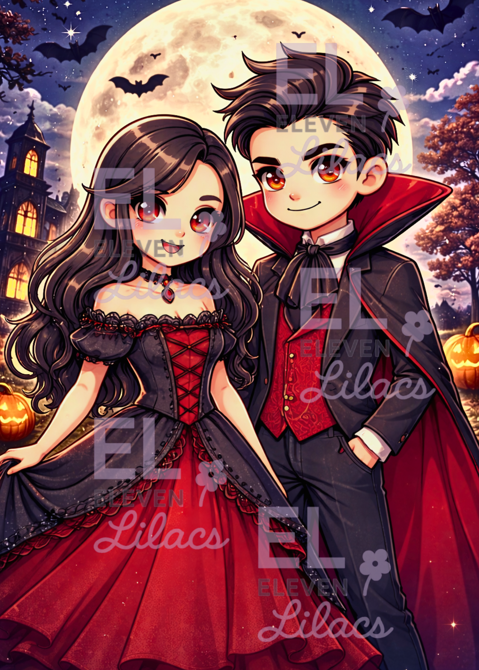 Vampire Couple Diamond Painting Kit, Gothic Romance Halloween Diamond Art 1 Vampire Couple Diamond Painting Kit, Gothic Romance Halloween Art