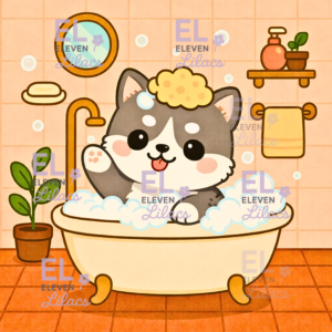 Bubble Bath Husky Dog Diamond Painting Kit