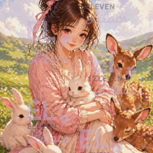 Meadow Bunny Girl diamond painting