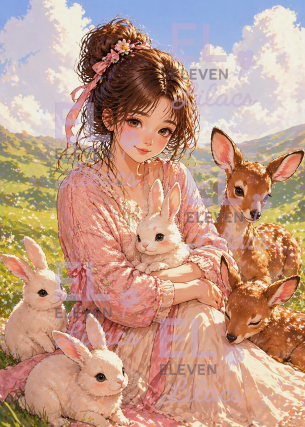 Meadow Bunny Girl diamond painting