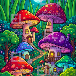 Mushroom Village Diamond Painting Kit