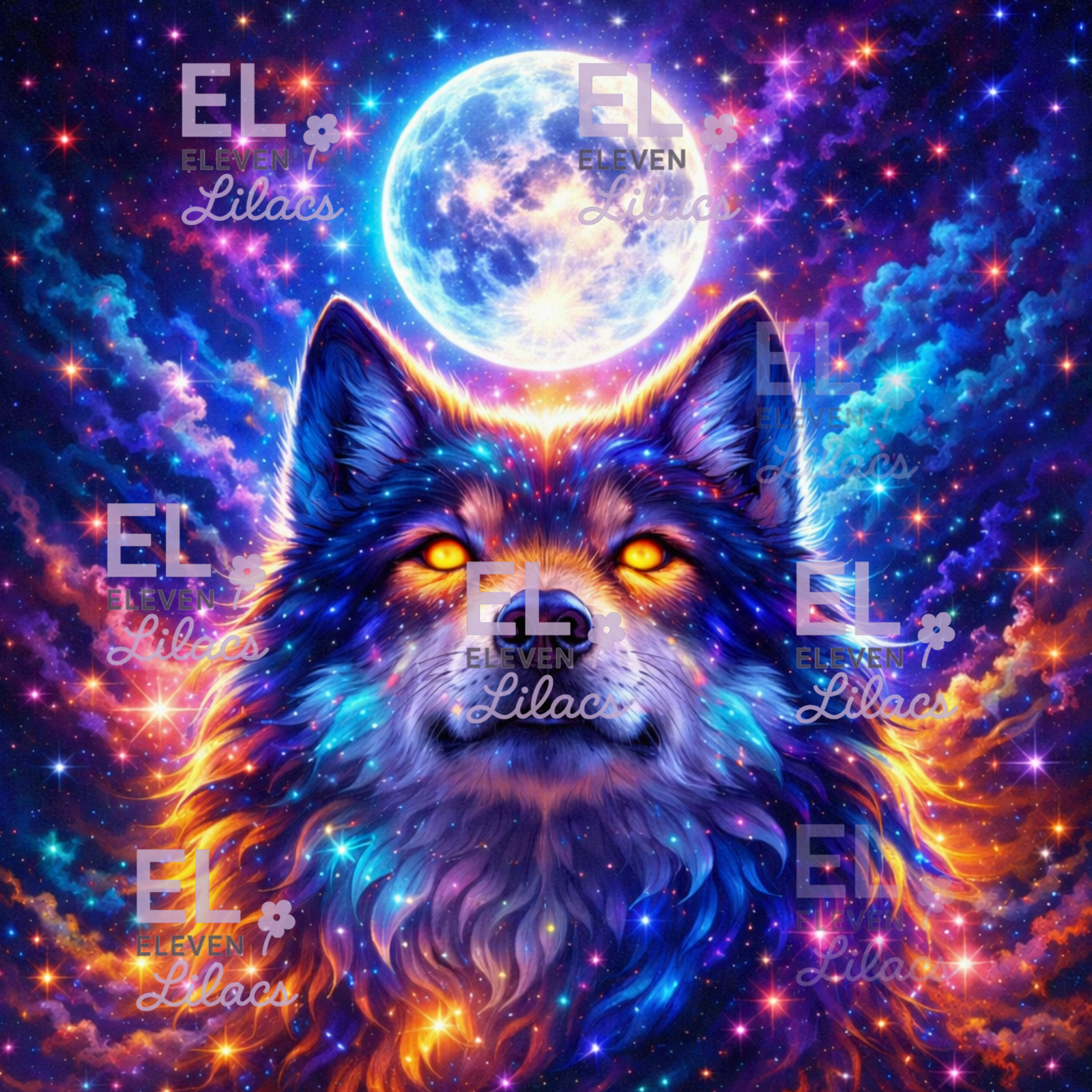 Mystic Wolf Moon Diamond Painting Kit, Fantasy Wolf Diamond Art 1 Mystic Wolf Moon Diamond Painting Kit
