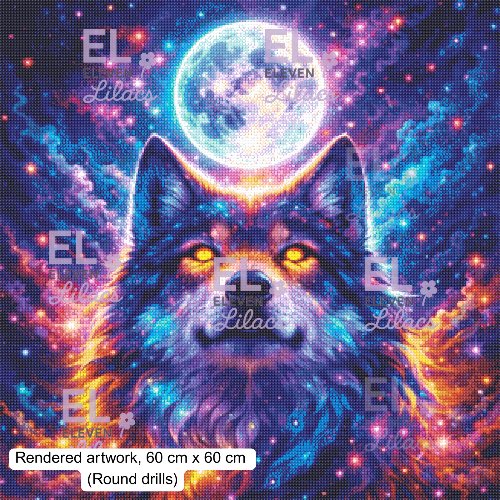 Mystic Wolf Moon Diamond Painting Kit, Fantasy Wolf Diamond Art 3 Mystic Wolf Moon Diamond Painting Kit round
