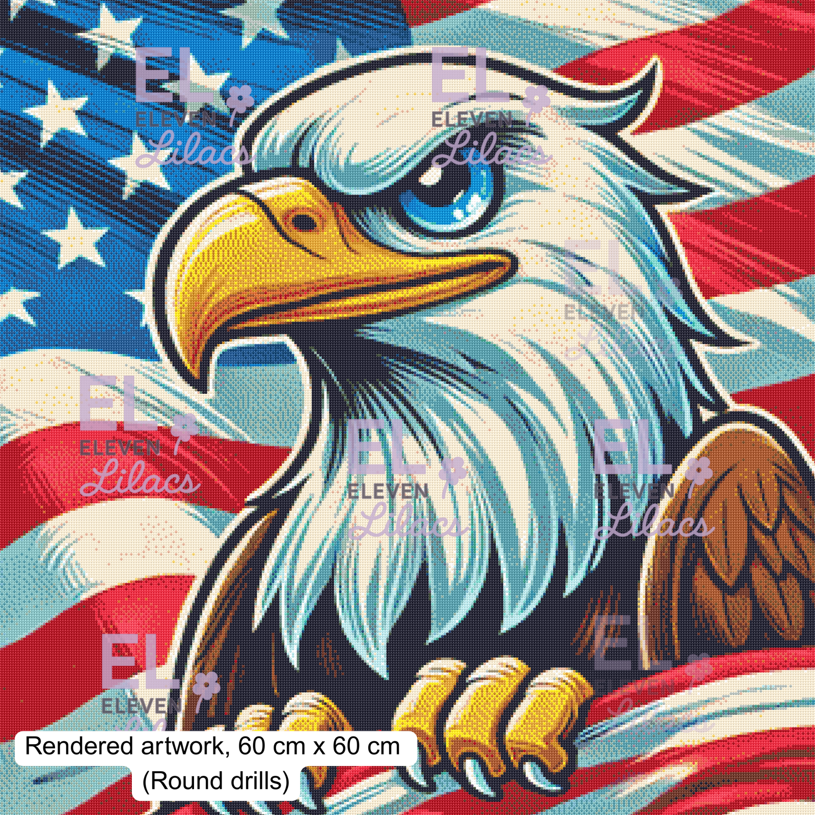 Patriotic Bald Eagle Diamond Painting Kit, American Flag Diamond Art 3 Patriotic Bald Eagle Diamond Painting Kit round