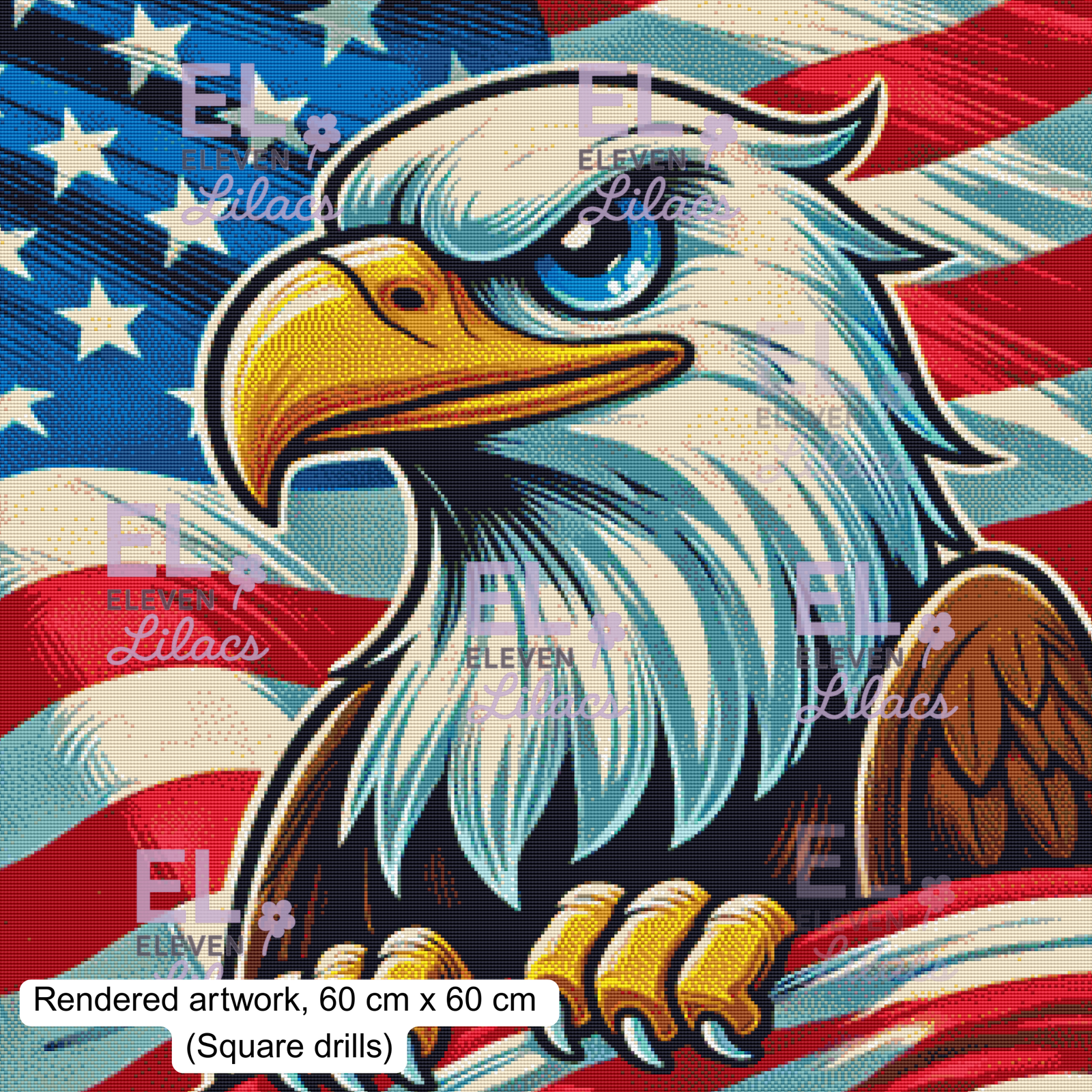 Patriotic Bald Eagle Diamond Painting Kit, American Flag Diamond Art 2 Patriotic Bald Eagle Diamond Painting Kit square
