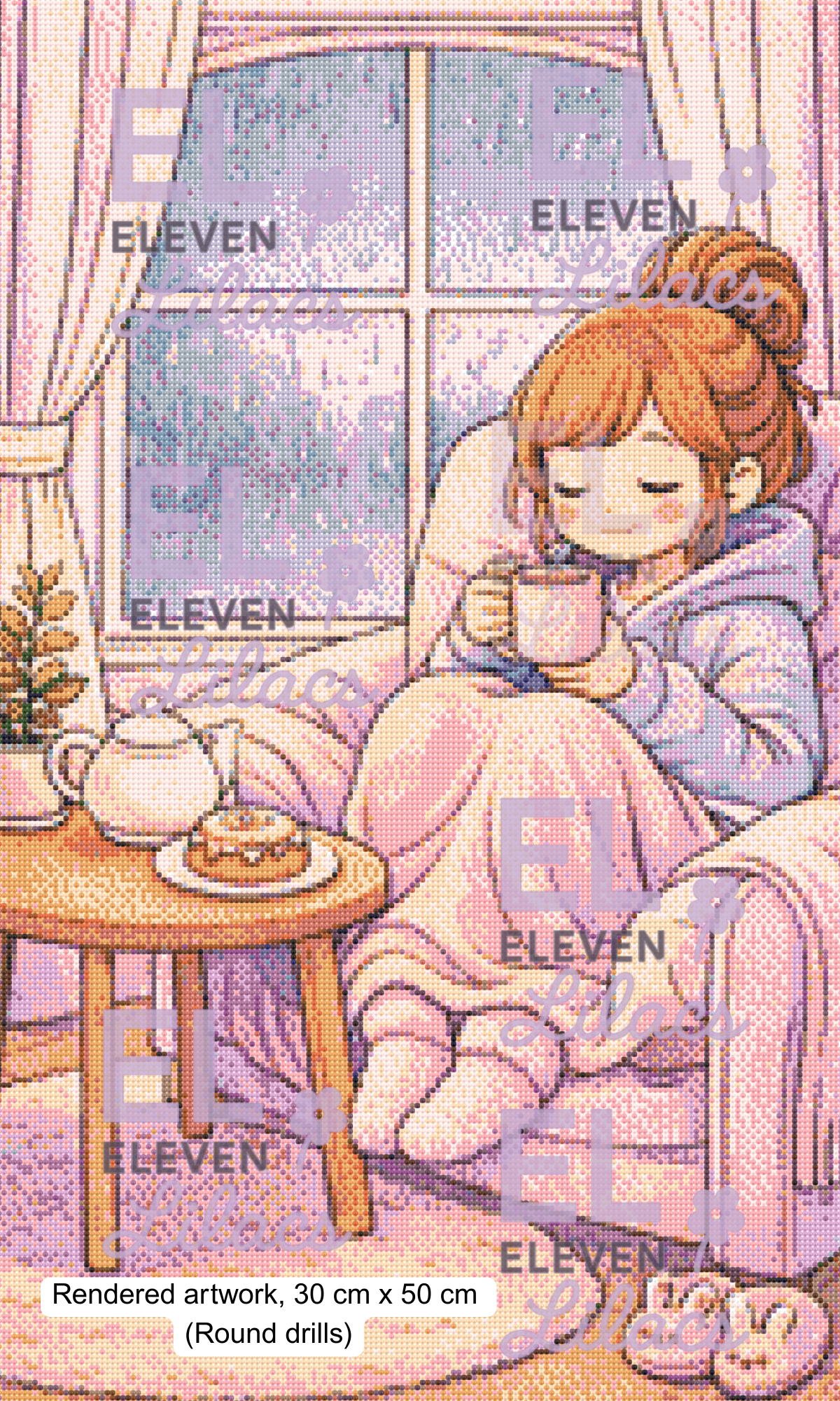 Cozy Rainy Day Coffee Corner Diamond Painting Kit, Window Diamond Art (30cm x 50cm, Round Drills) 2 Cozy Rainy Day Coffee Corner Diamond Painting Kit round