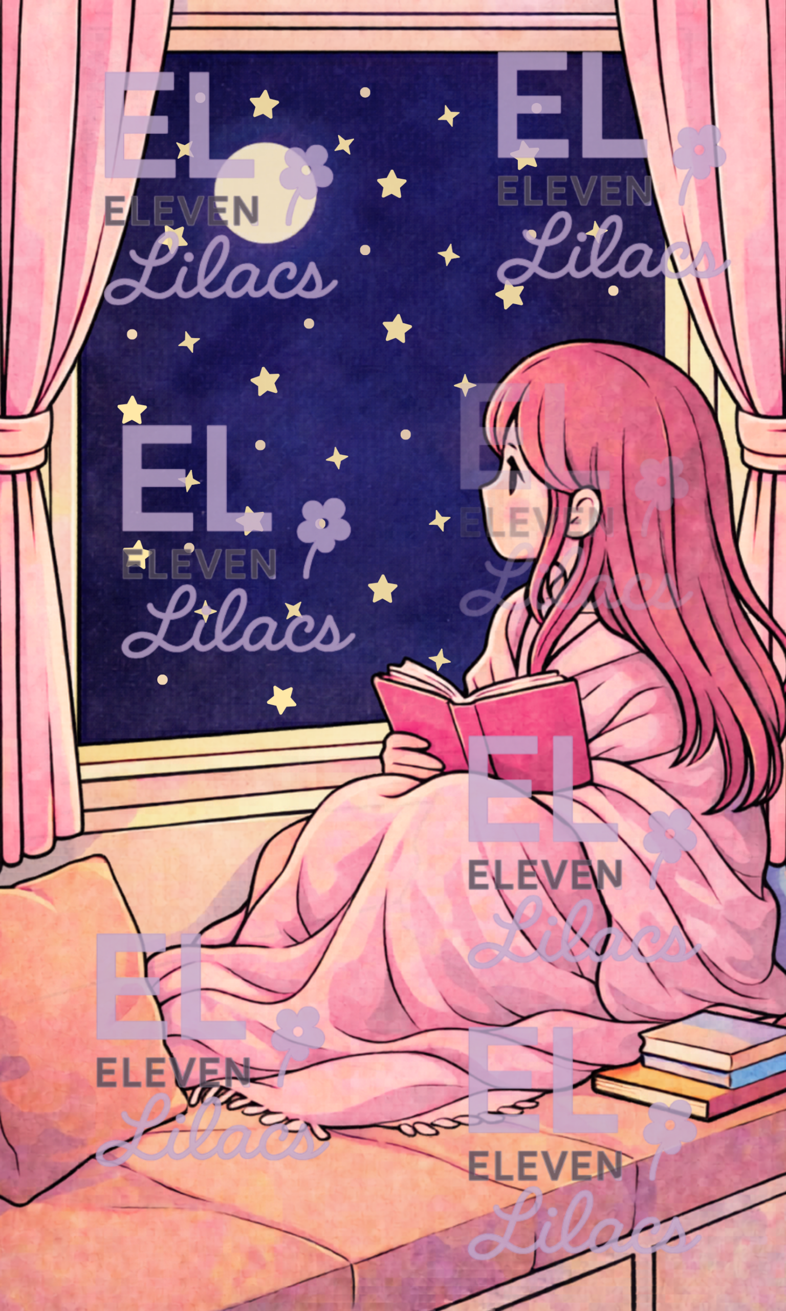 Cozy Window Nook Diamond Painting Kit, Girl Reading Under Stars (30cm x 50cm, Round Drills) 1 Cozy Window Nook Diamond Painting Kit