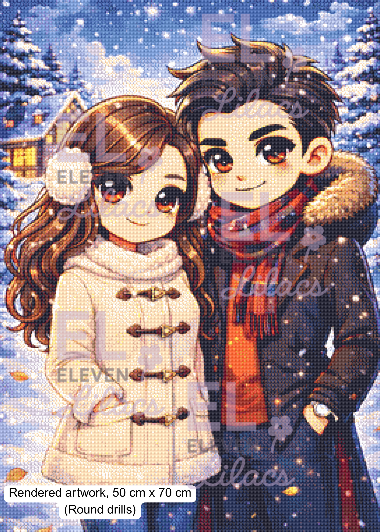 Winter Sweetheart Diamond Painting Kit, Couple Diamond Art 3 Winter Couple round