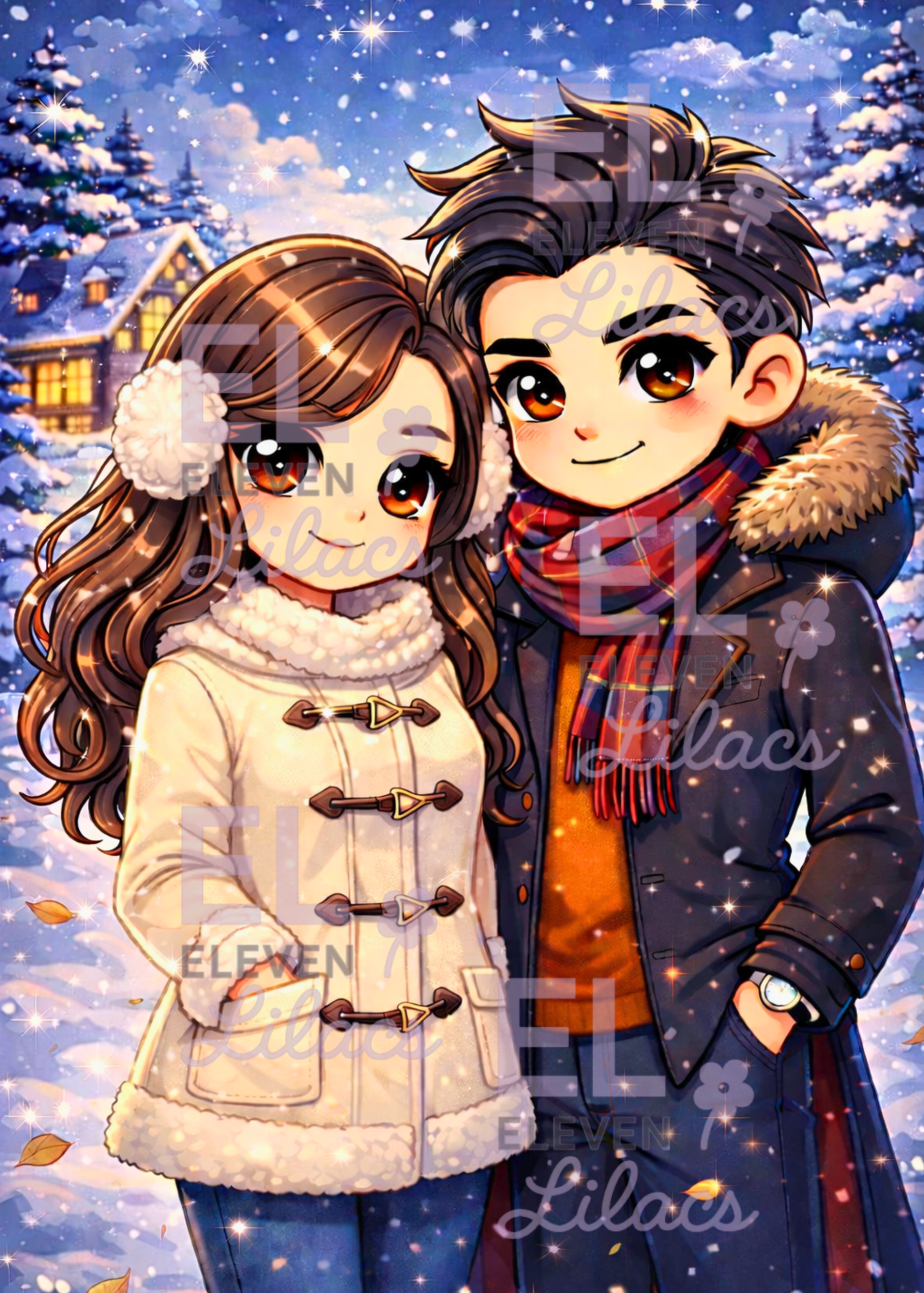 Winter Sweetheart Diamond Painting Kit, Couple Diamond Art 1 Winter Sweetheart Diamond Painting Kit