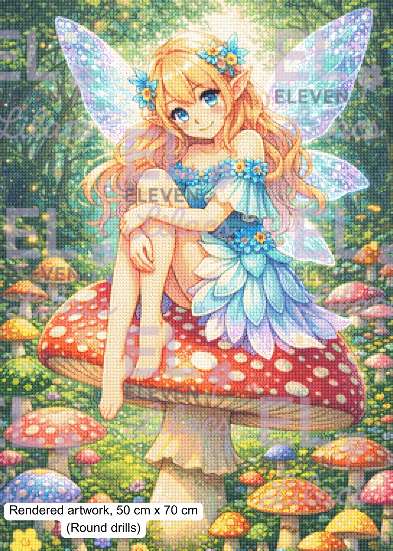 Lunaria A Fairy Mushroom Diamond Painting Kit, Magical Woodland Diamond Art 3 Fairy Mushroom Diamond Painting Kit round